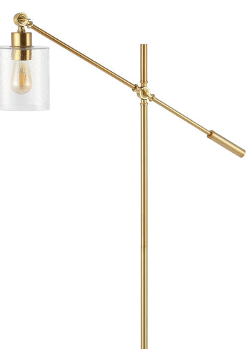 Kathryn Classic 60" Iron/Seeded Glass Adjustable Head Modern LED Floor Lamp - JONATHAN Y